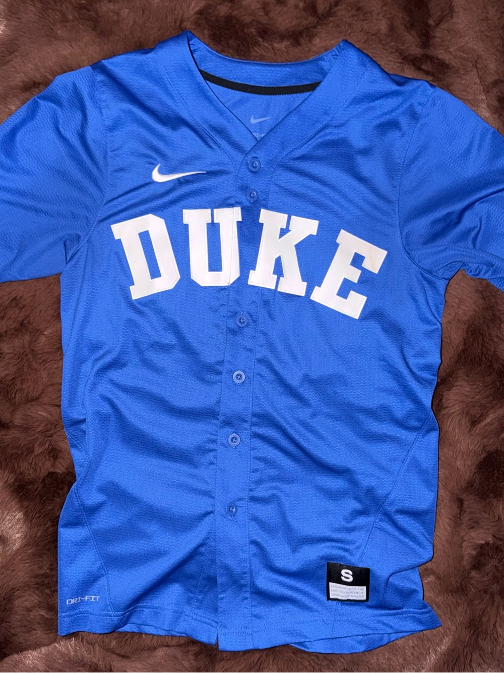 Nike Royal Blue DUKE Baseball Jersey with White Lettering Size Small - Picture 2 of 4